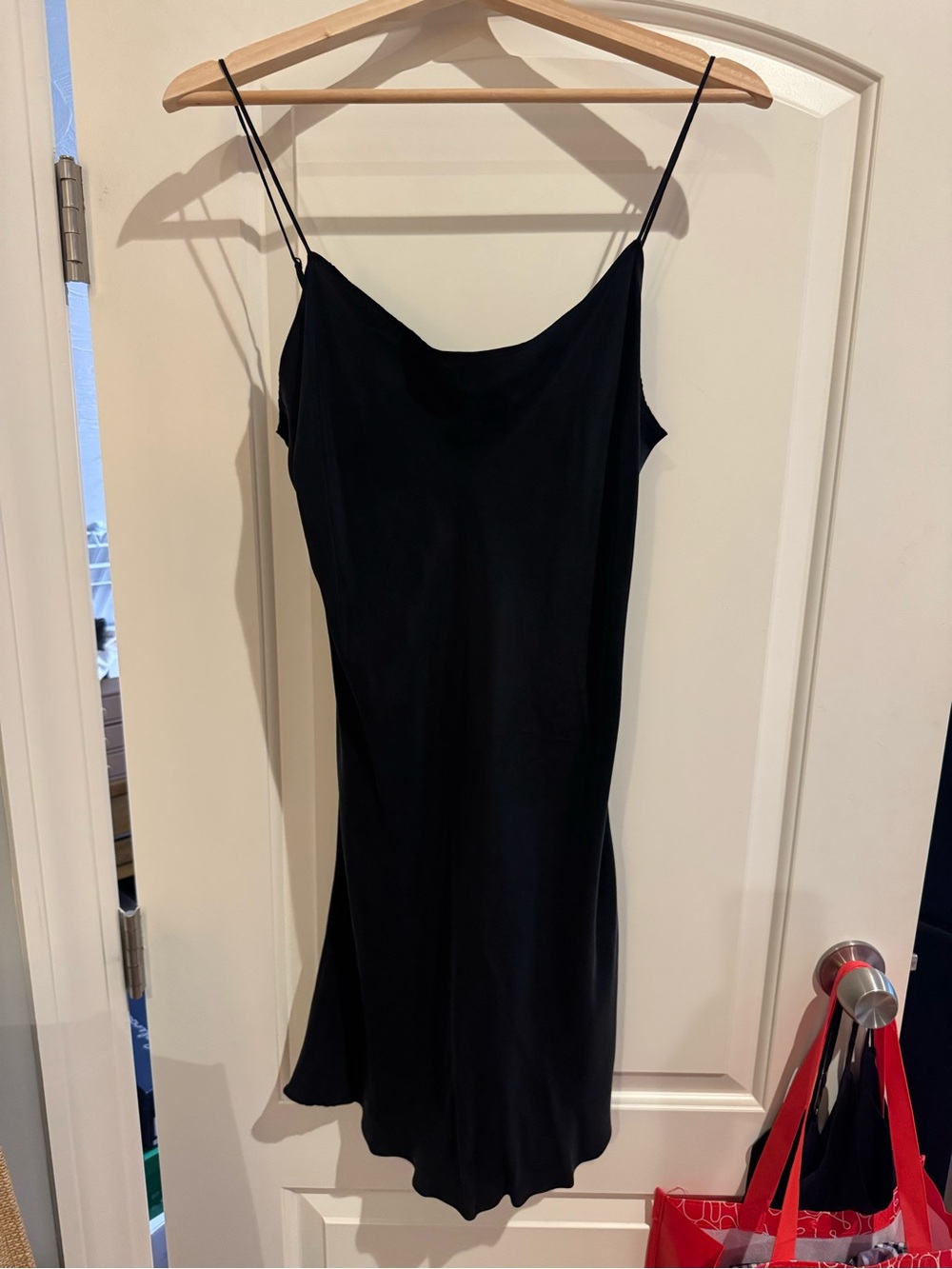 J. Crew Black Silk Slip Dress with Spaghetti Straps